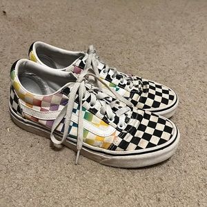 Pair of Rainbow Checkered Vans